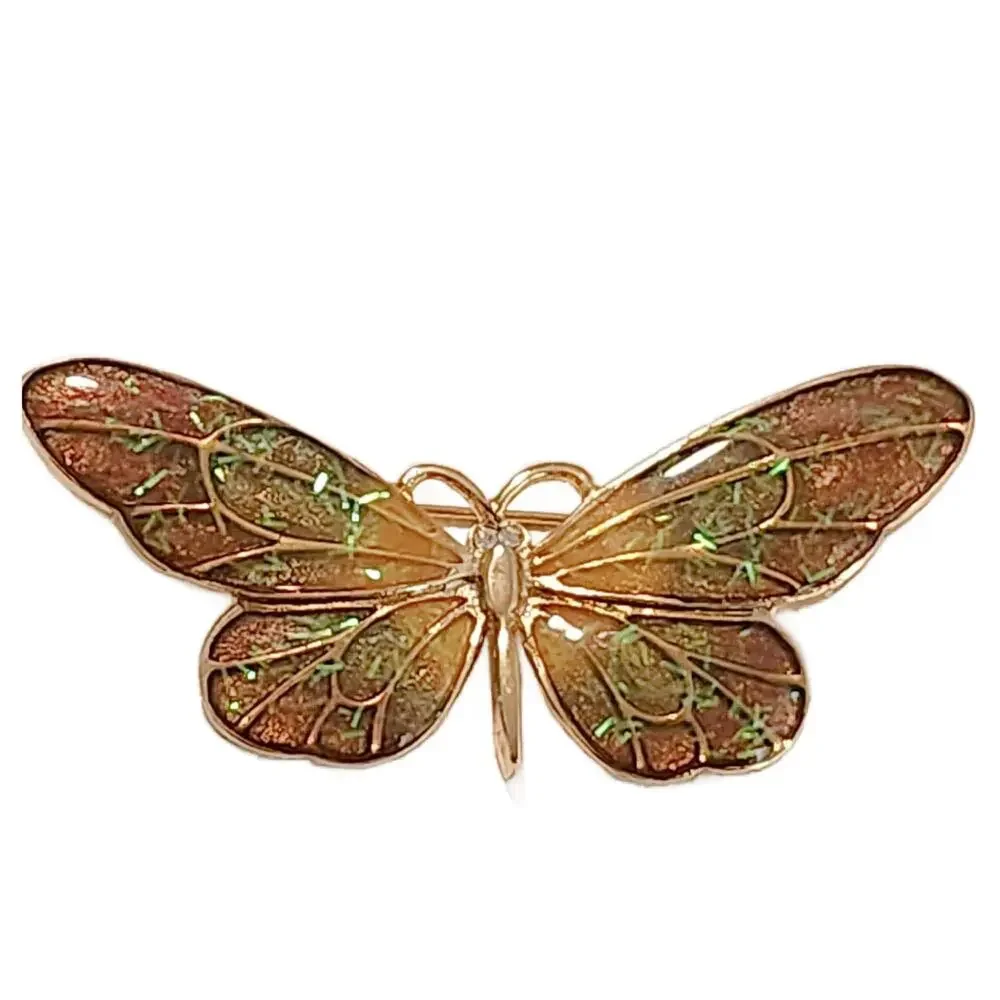 Vintage Cloisonne Enamel Butterfly Brooch, 2.5
